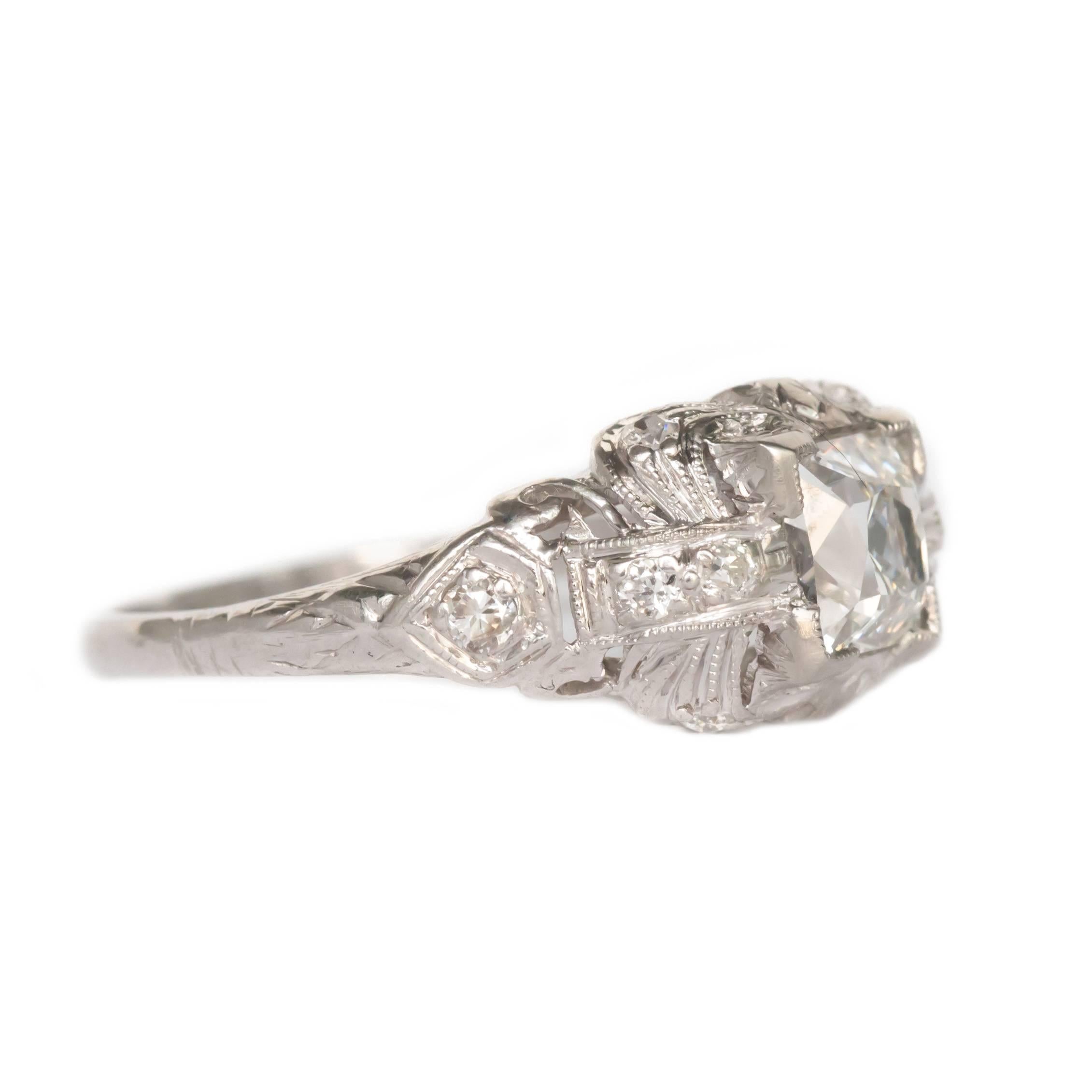 Edwardian GIA Certified 1.04 Carat Diamond Platinum Engagement Ring
