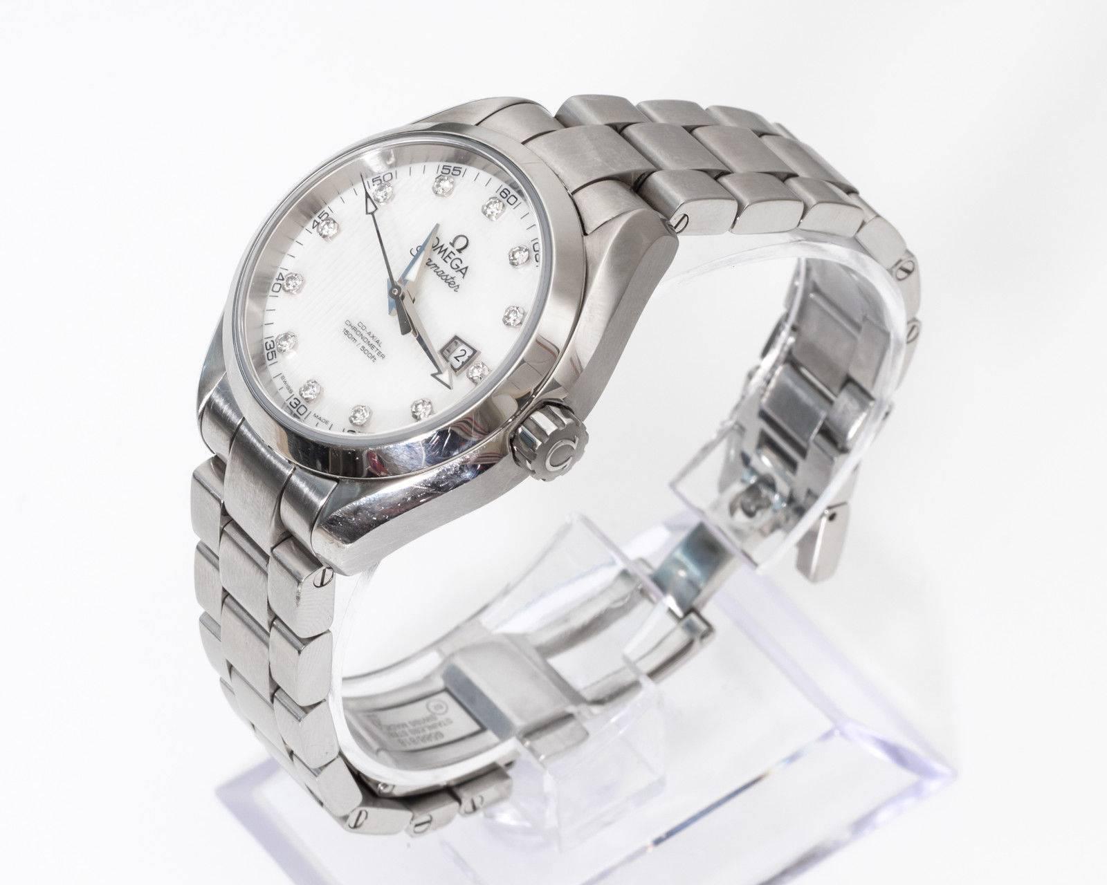 Modern Omega Ladies Stainless Steel Seamaster Aqua Terra Chronograph Wrist Watch 