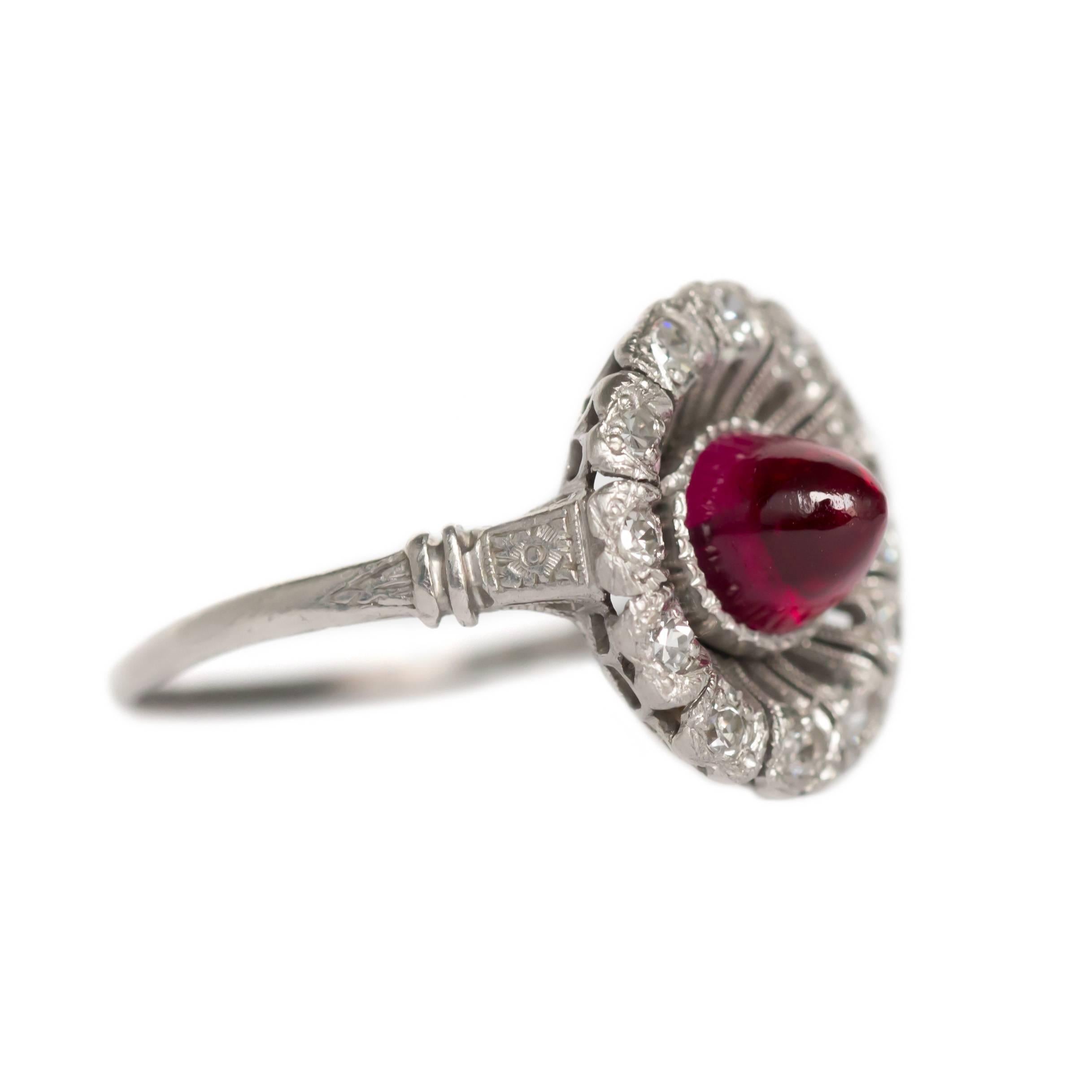 Edwardian 1.00 Carat Ruby and Diamond Platinum Engagement Ring