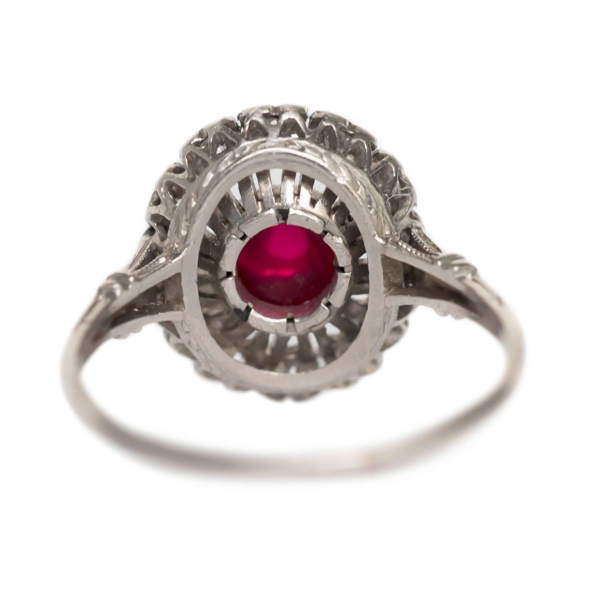 1.00 Carat Ruby and Diamond Platinum Engagement Ring In Excellent Condition In Atlanta, GA