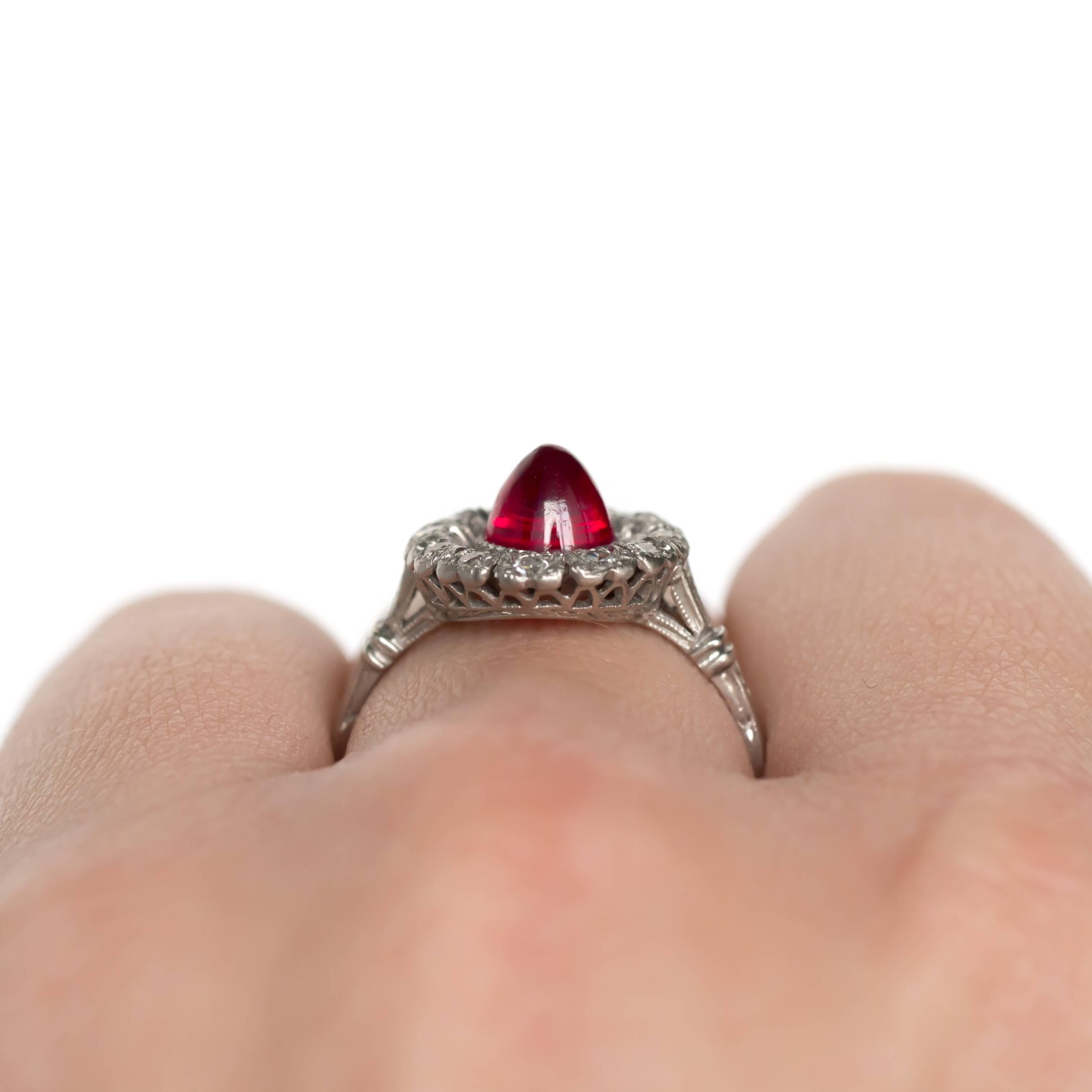 1.00 Carat Ruby and Diamond Platinum Engagement Ring 3