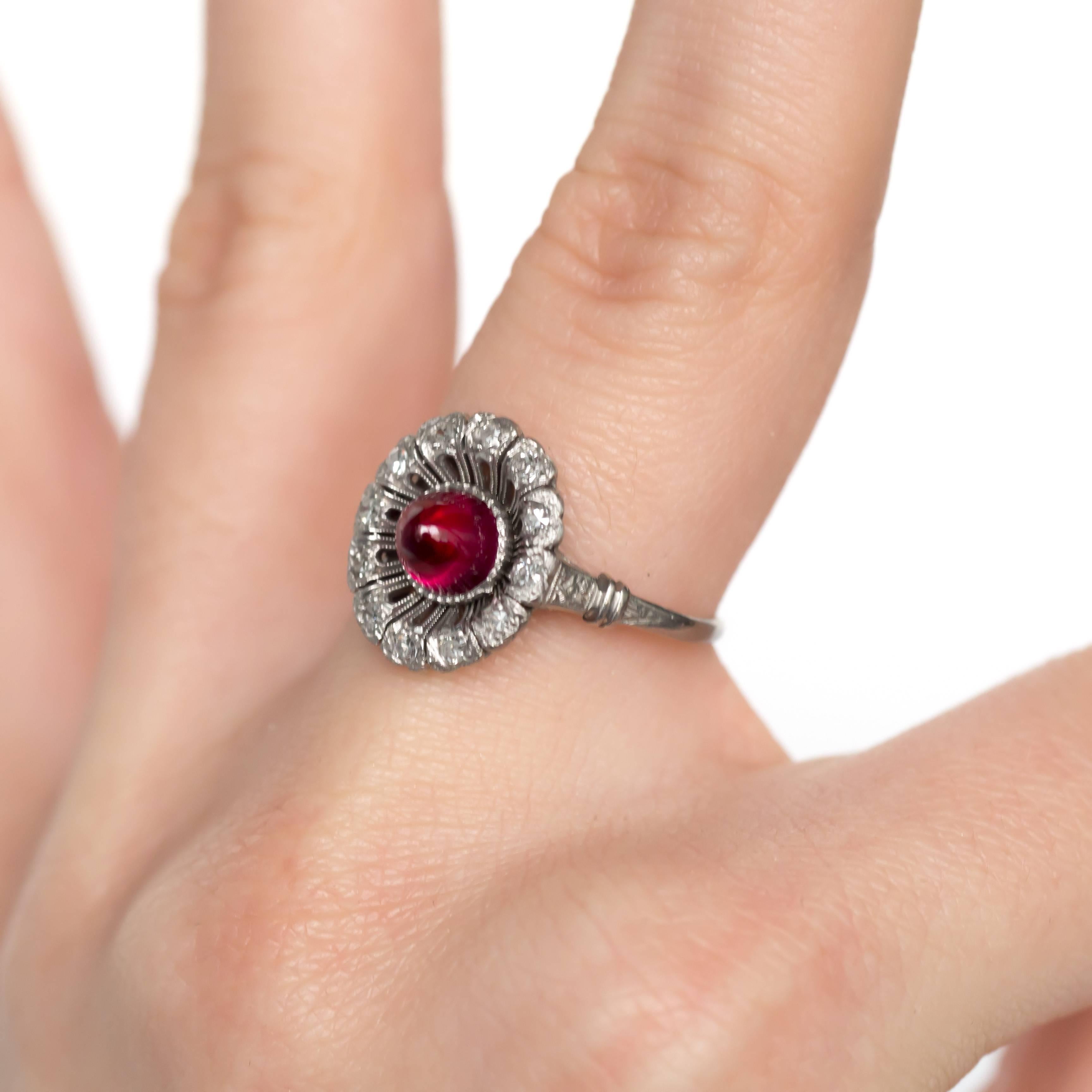 1.00 Carat Ruby and Diamond Platinum Engagement Ring 2