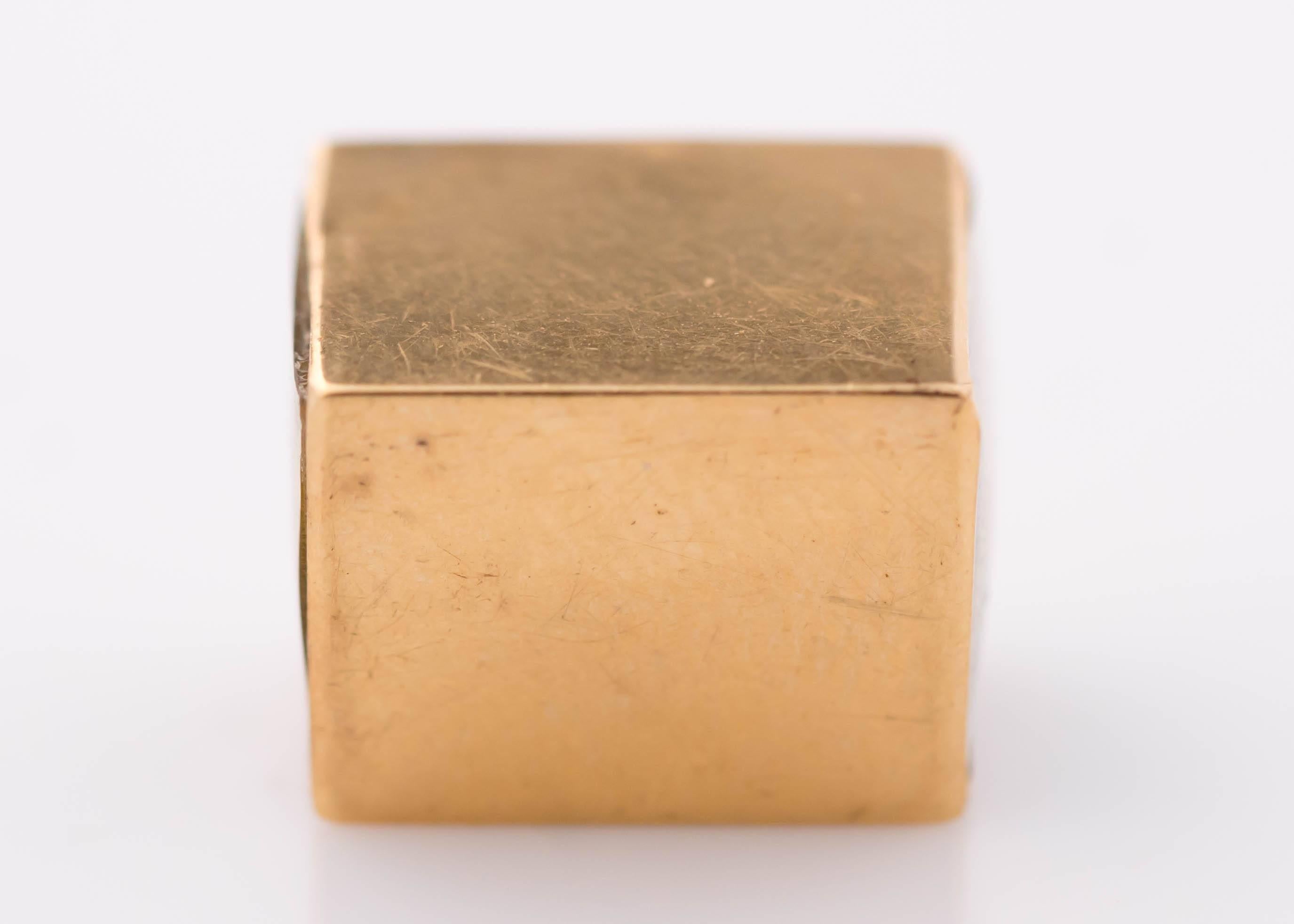 Retro 1950s 14 Karat Gold Money Cube Charm Pendant
