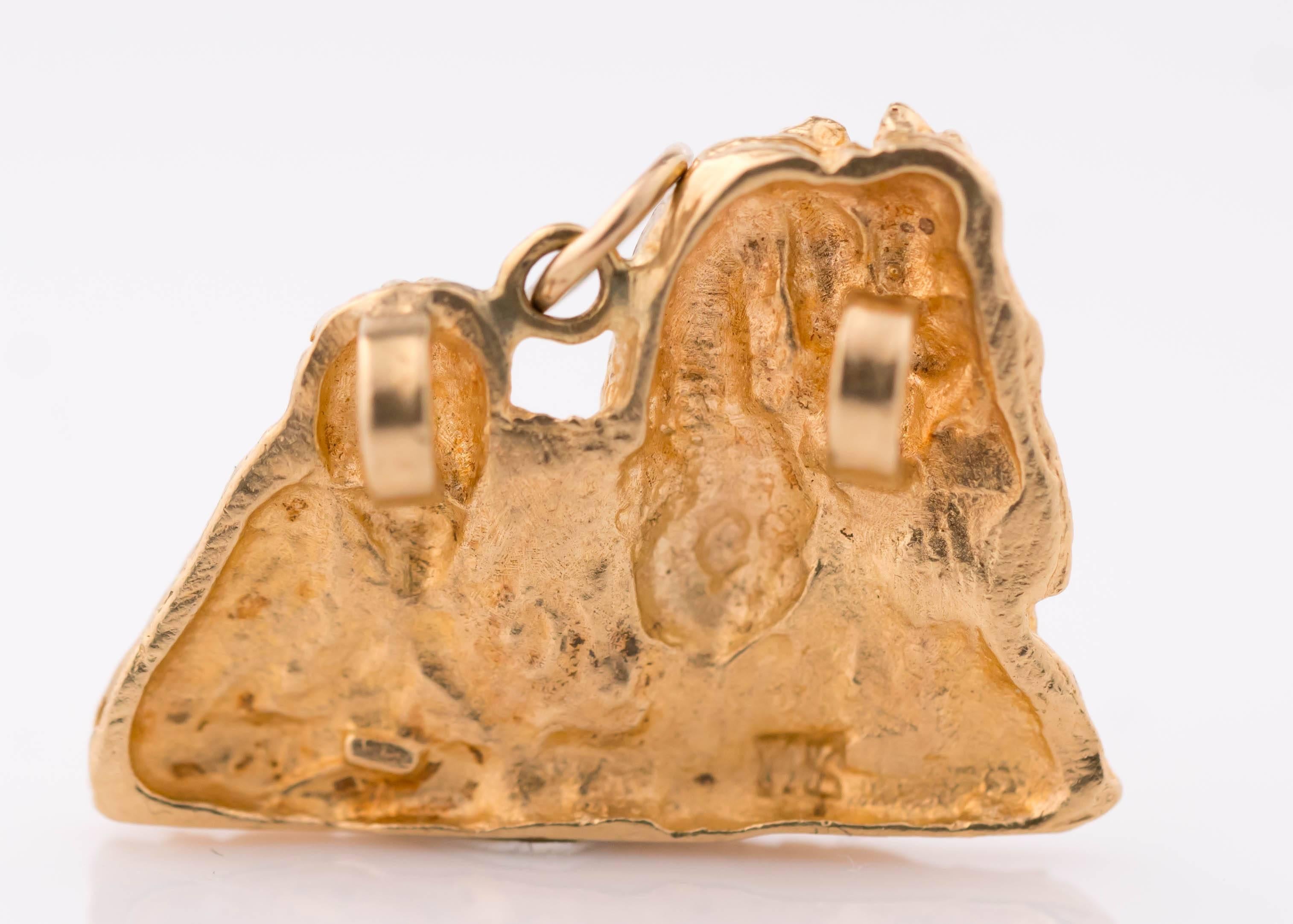 Modern 1980s 14 Karat Gold Dog Charm Pendant