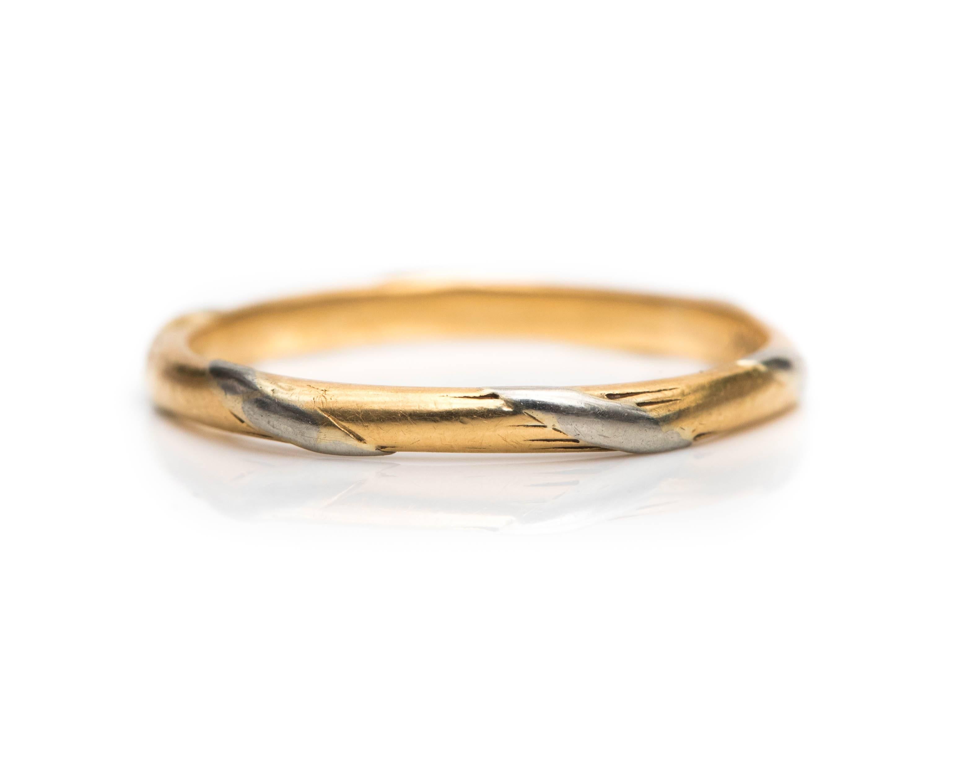 1920 Art Deco F & F Felger Platinum and 18 Karat Yellow Gold Band Ring In Good Condition In Hicksville, NY