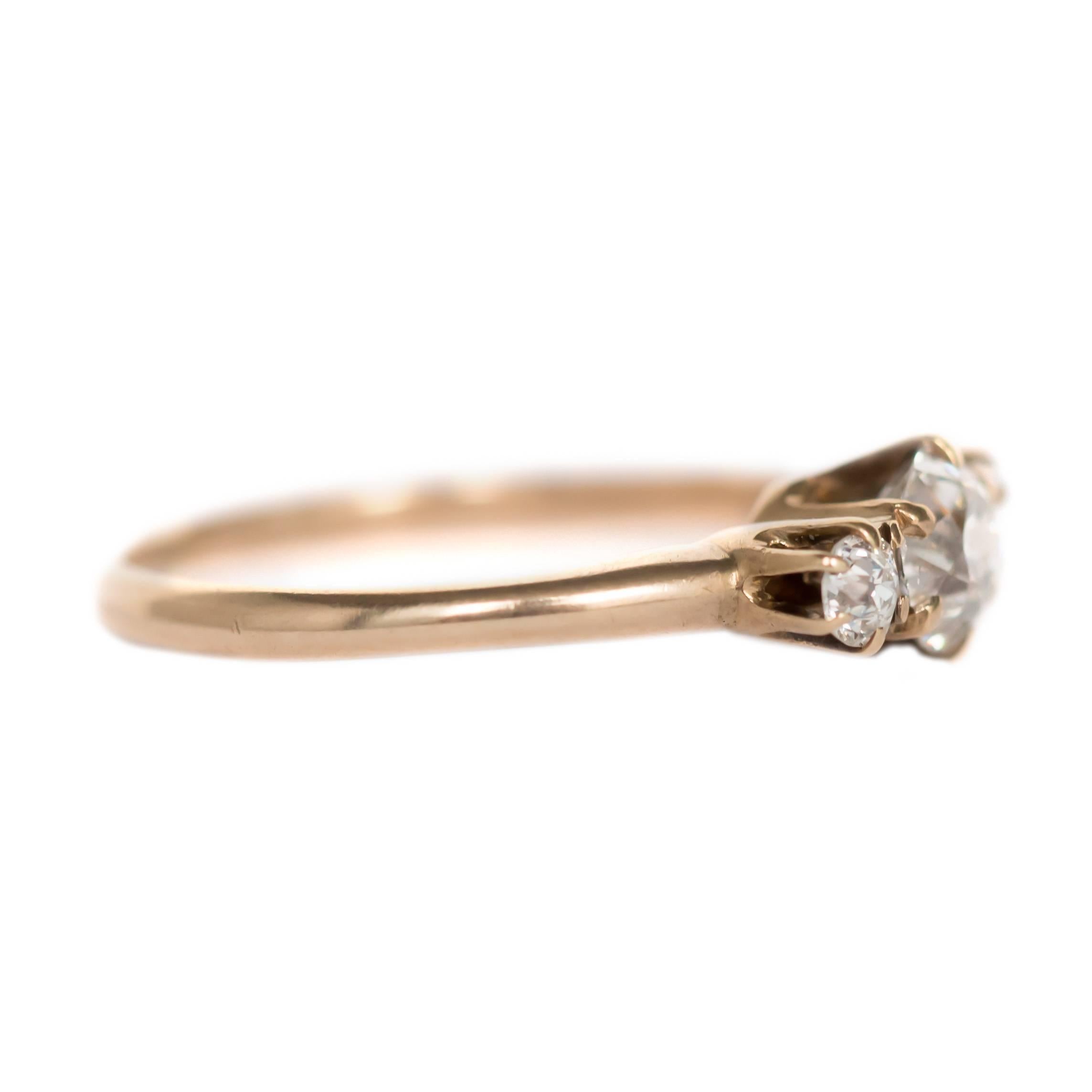 Édouardien Bague de fiançailles en or jaune avec diamants de 0,50 carat en vente