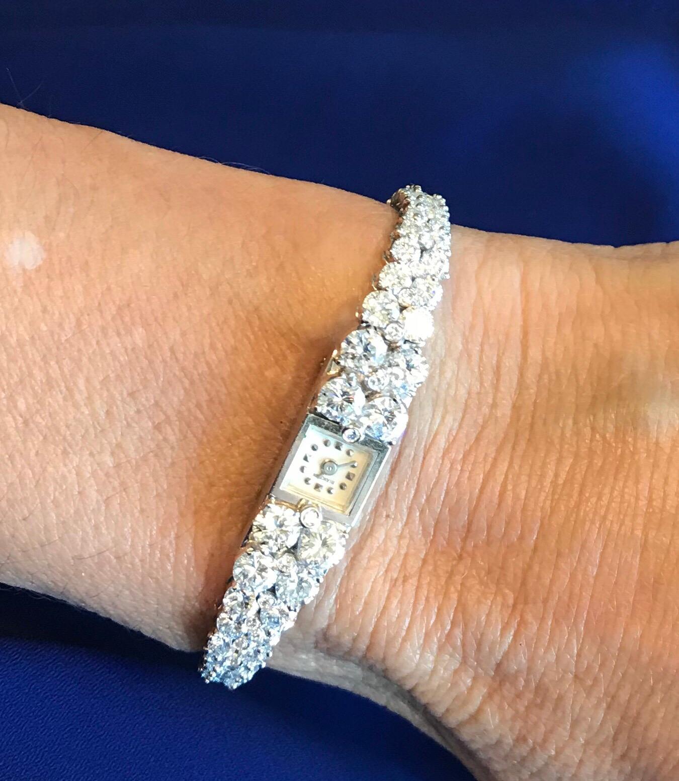 1940s Art Deco Blancpain 8 Carat Total Diamond and Platinum Ladies Wrist Watch 2