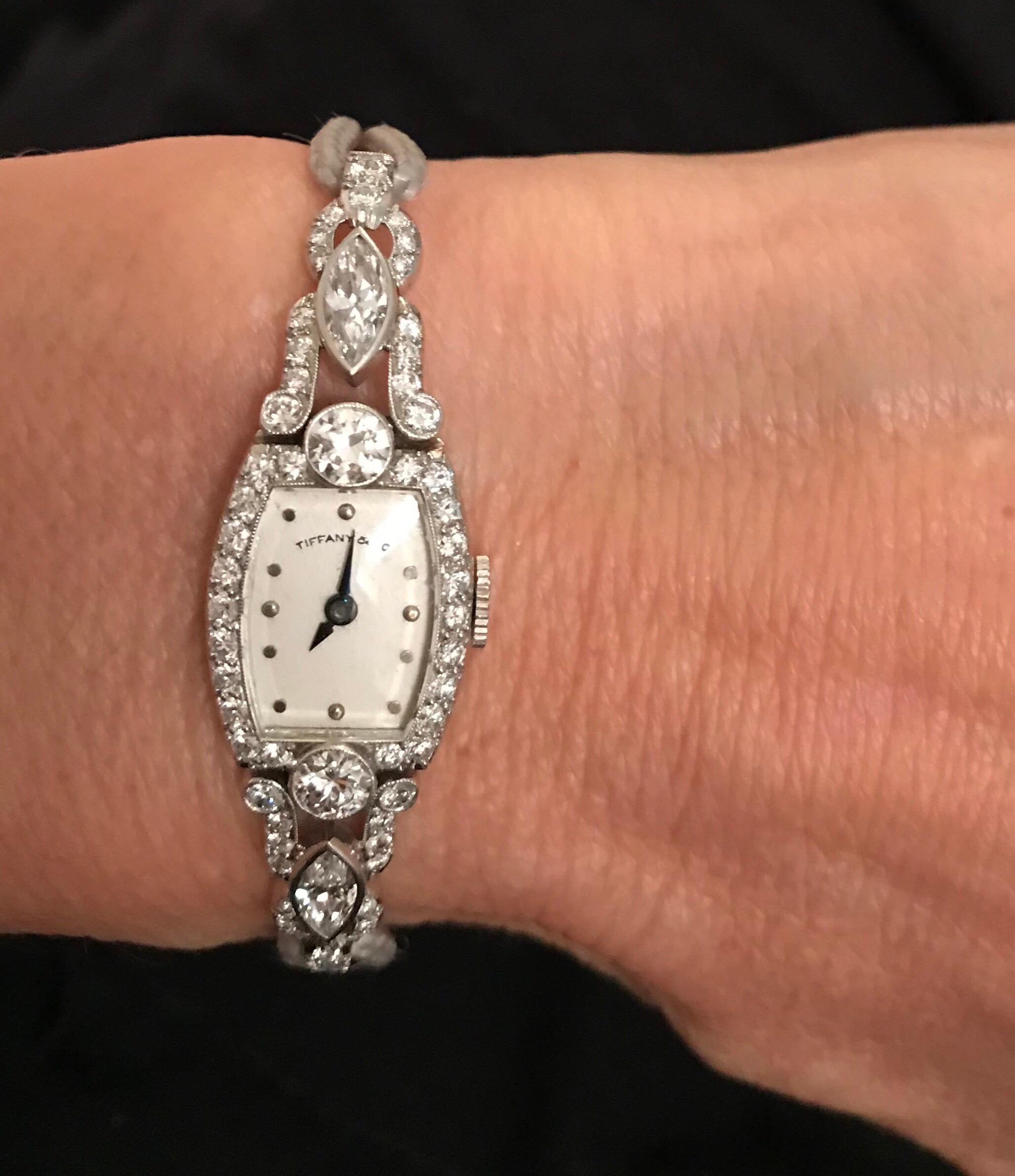 Tiffany & Co. Ladies Platinum Diamond Edwardian Manual Wristwatch 4