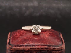 Circa 1930s 14K White Gold Diamond .20ct Old European Brilliant Engagement Ring