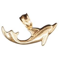 14K Yellow Gold Dolphin Pendant - VHK#52