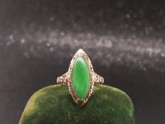 Circa 1930s 9K Yellow Gold Jade Nanette Shape Ring - VHK#105