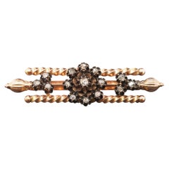 14K Rose Gold Victorian Rose Cut Diamond Brooch Pin - VHK#91