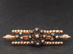 14K Rose Gold Victorian Rose Cut Diamond Brooch Pin - VHK#91