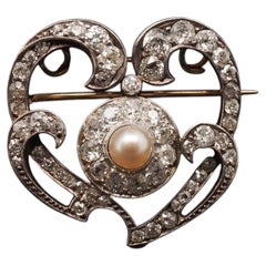 2.00 Carat Edwardian Heart Shape Diamond 14 Karat Gold Pin Brooch - VHK#80