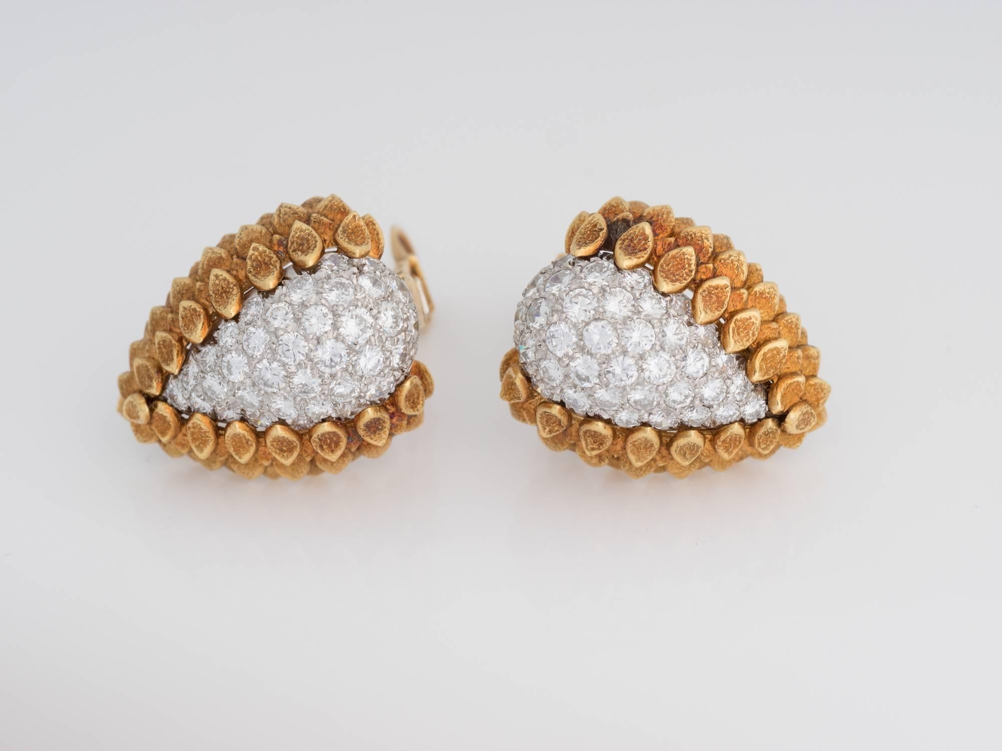 1970s David Webb Diamond and 18 Karat Gold Earrings 3