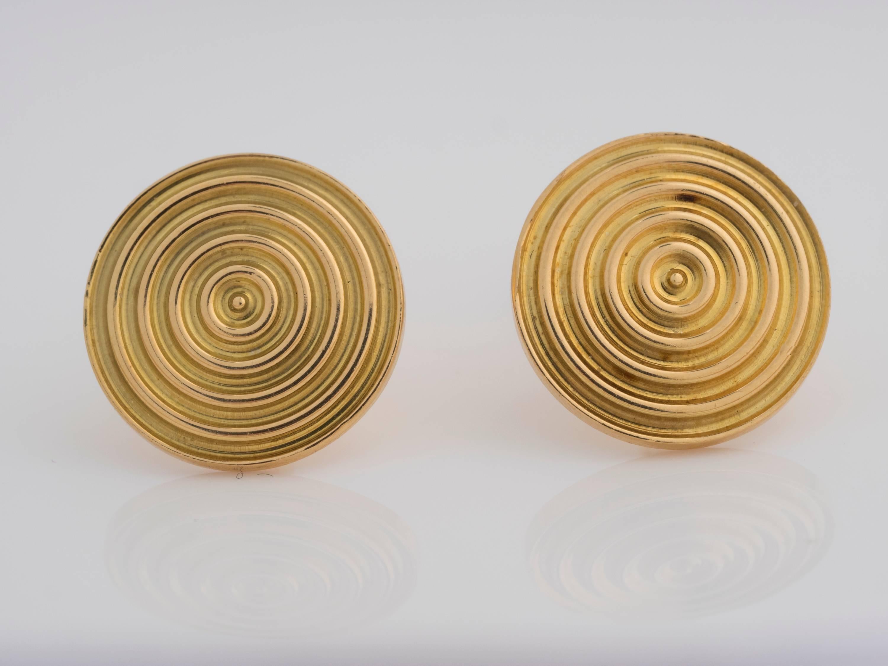 Men's Tom Ford Circle Solid 18kt Yellow Gold Cufflinks 