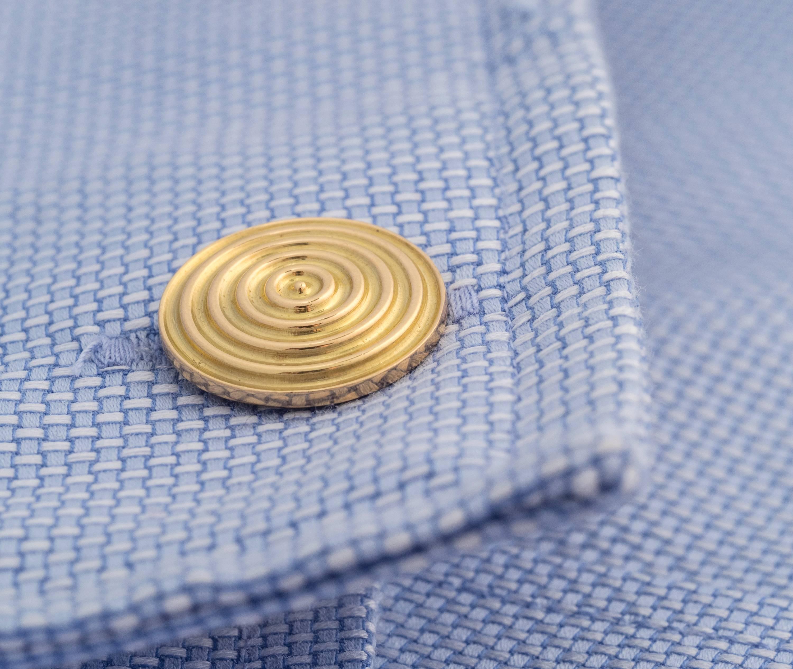 Tom Ford Circle Solid 18kt Yellow Gold Cufflinks  1