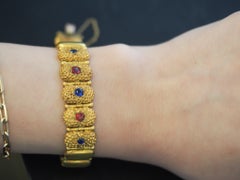 14 Karat Gelbgold viktorianisches Armband mit Farbsteinen