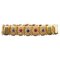 14 Karat Gelbgold viktorianisches Armband mit Farbsteinen