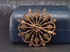 14k Yellow Gold 1960s Opal Floral Brooch and Pin - VHK#199