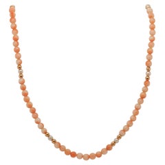 14k Yellow Gold Coral Bead Necklace with 14k Beads and Pearls - VHK#218