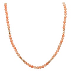 14k Yellow Gold Coral Bead Necklace with 14k Beads and Pearls - VHK#218