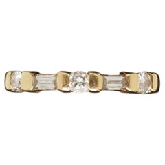 14k Yellow Gold Round and Baguette Diamond Band - VHK#254