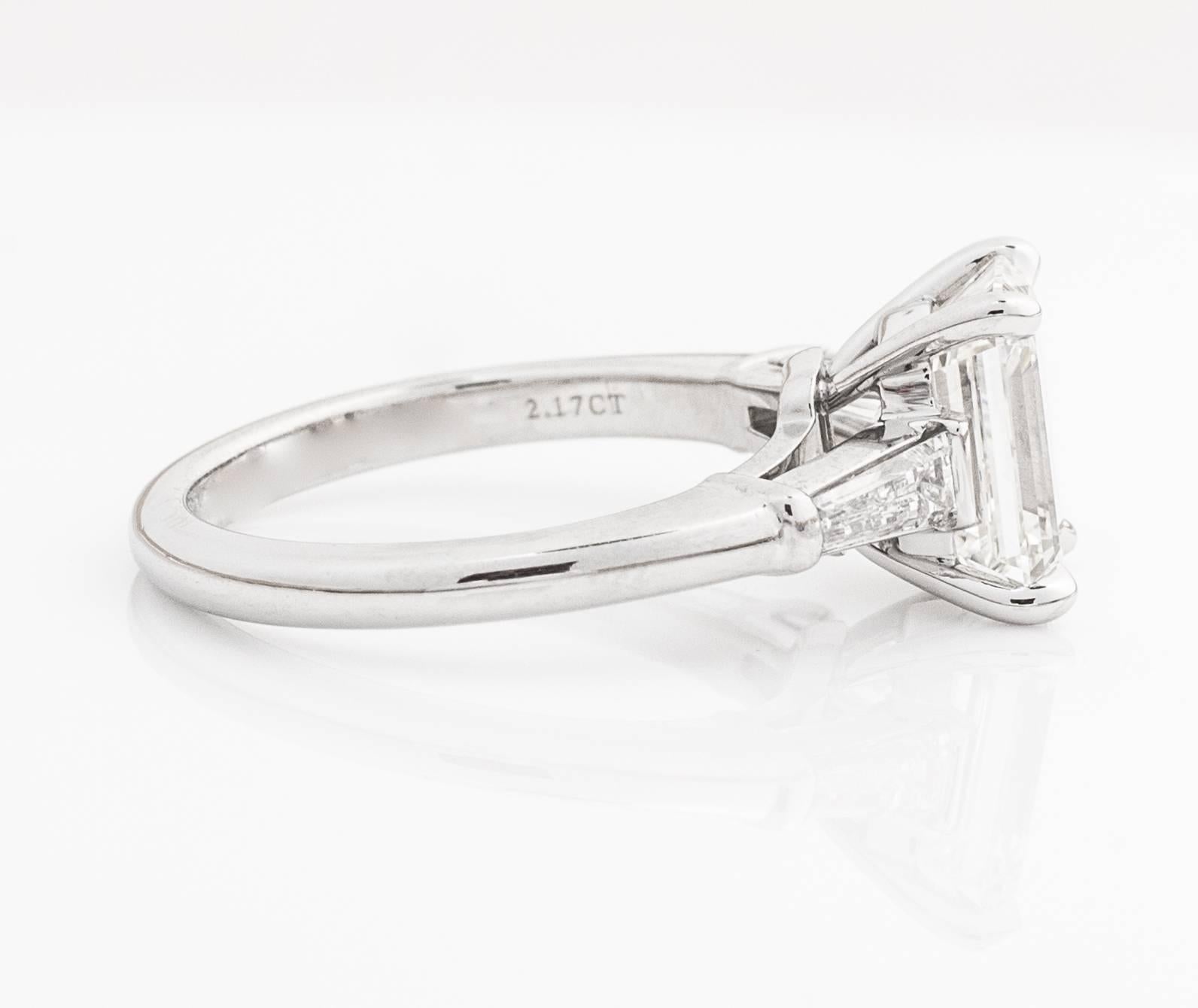 Tiffany & Co. 2.17cttw Emerald-Cut Diamond Platinum Engagement Ring  In New Condition In Atlanta, GA