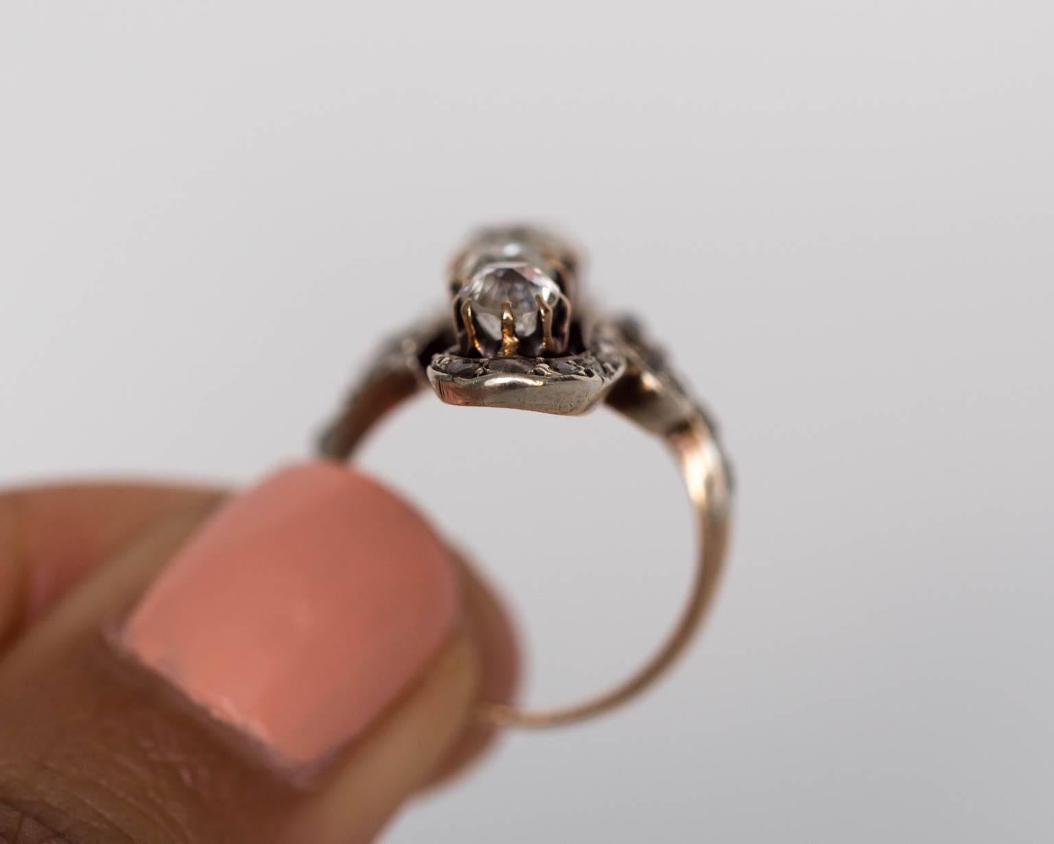 Edwardian Old Mine Cut Diamond Gold Engagement Ring 2