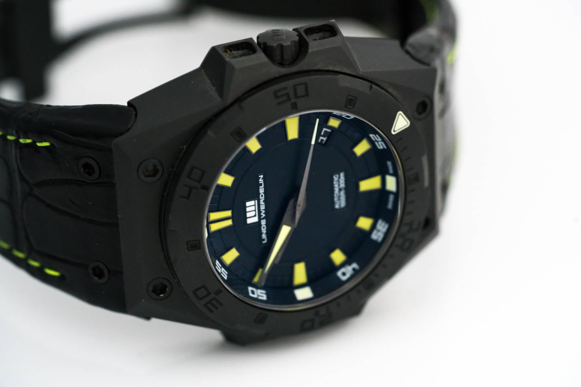 Women's or Men's Linde Werdelin Hard Black II DLC Diver Swiss Limited Edition Wristwatch