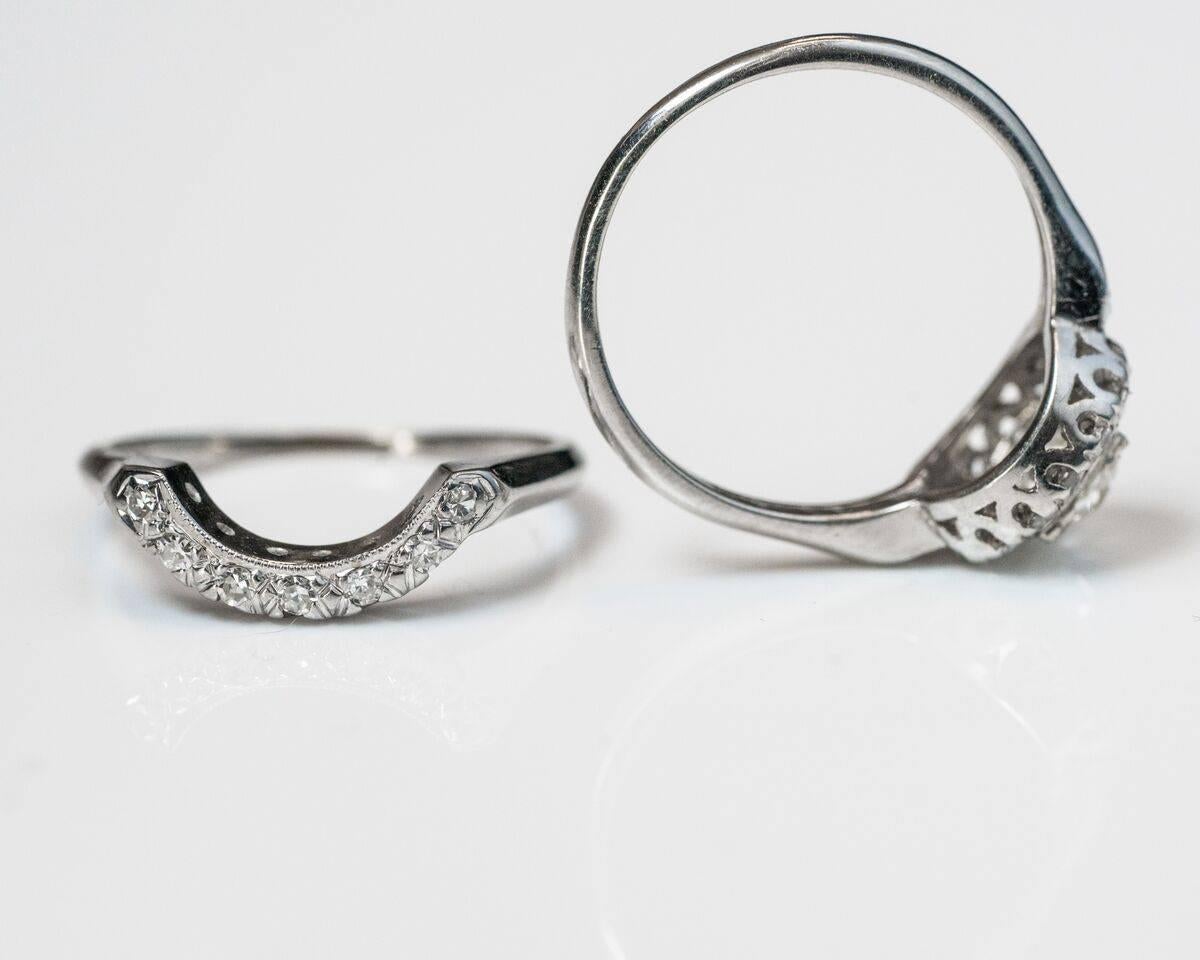 Antique Diamond Bridal Wedding Set 0.78 Carat, GIA Certified 1