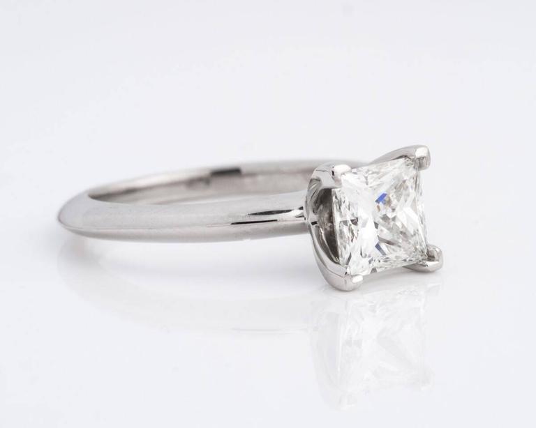 Tiffany and Co. Platinum 1.06 Carat Princess Cut Solitaire Design Engagement Ring at 1stdibs