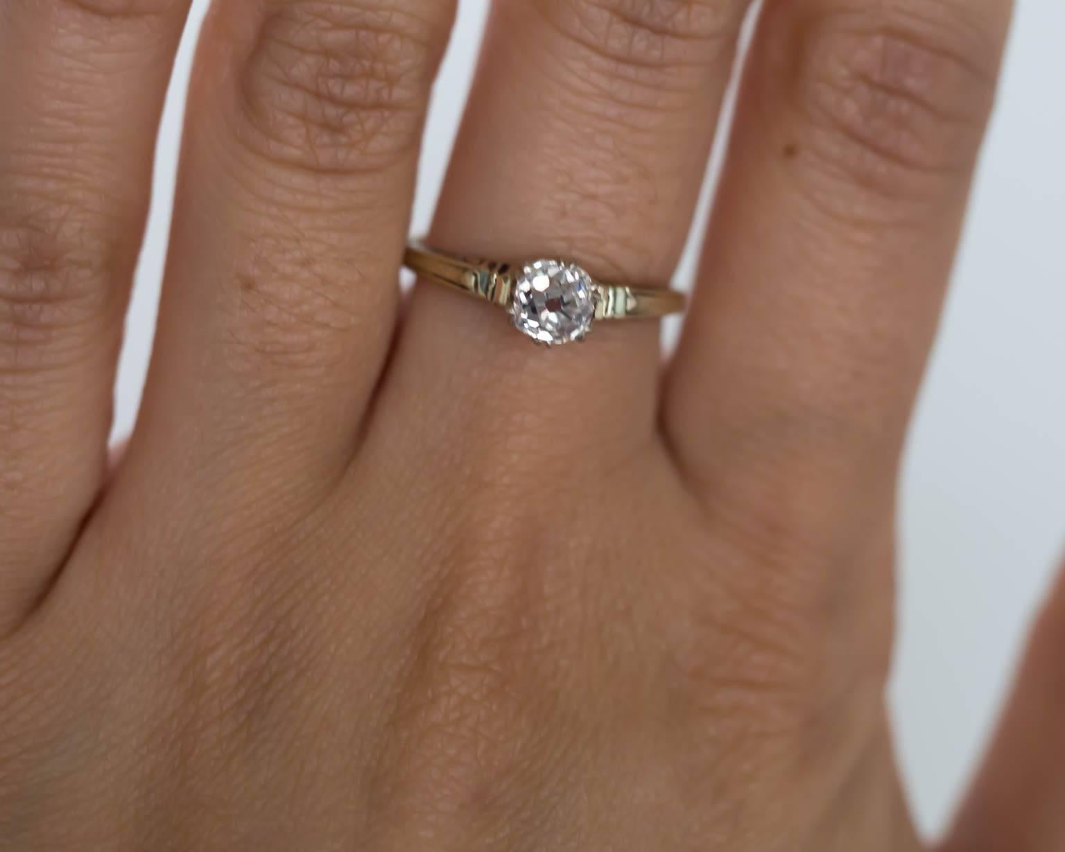 1890s Victorian Yellow Gold GIA Certified .63 Carat Diamond Engagement Ring 3