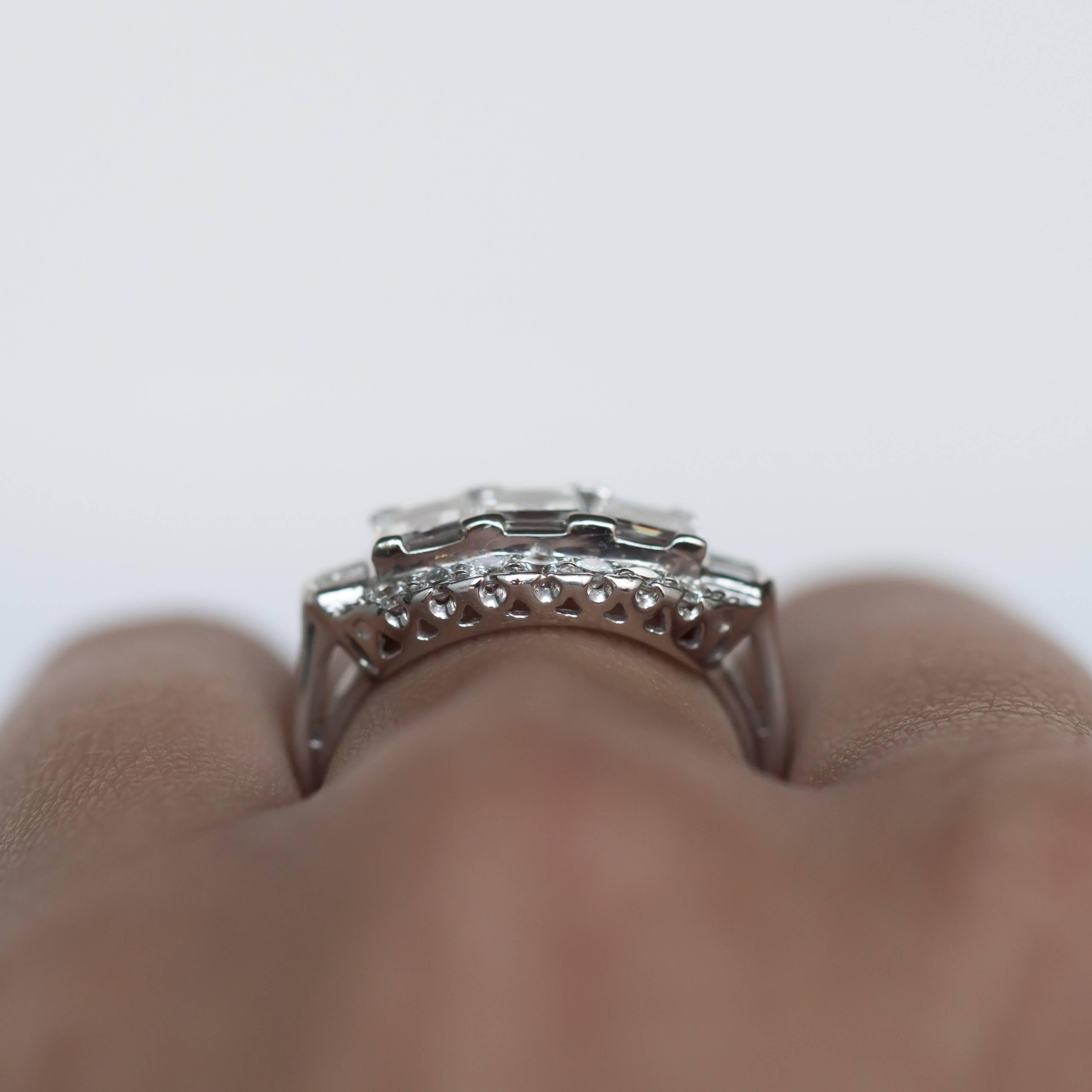 Women's 1920s Art Deco 3.0 Carat Diamond Platinum Engagement Ring