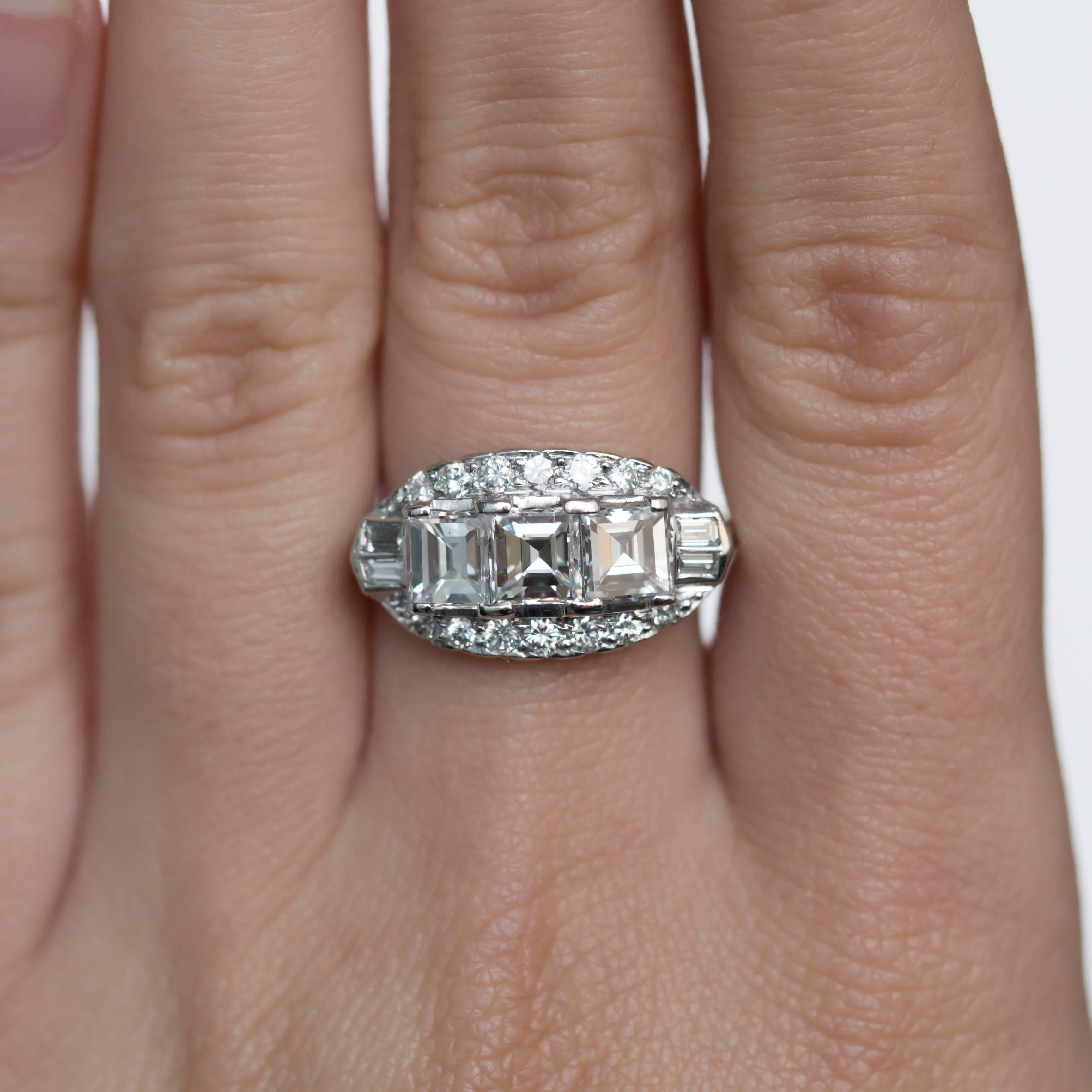 1920s Art Deco 3.0 Carat Diamond Platinum Engagement Ring 1