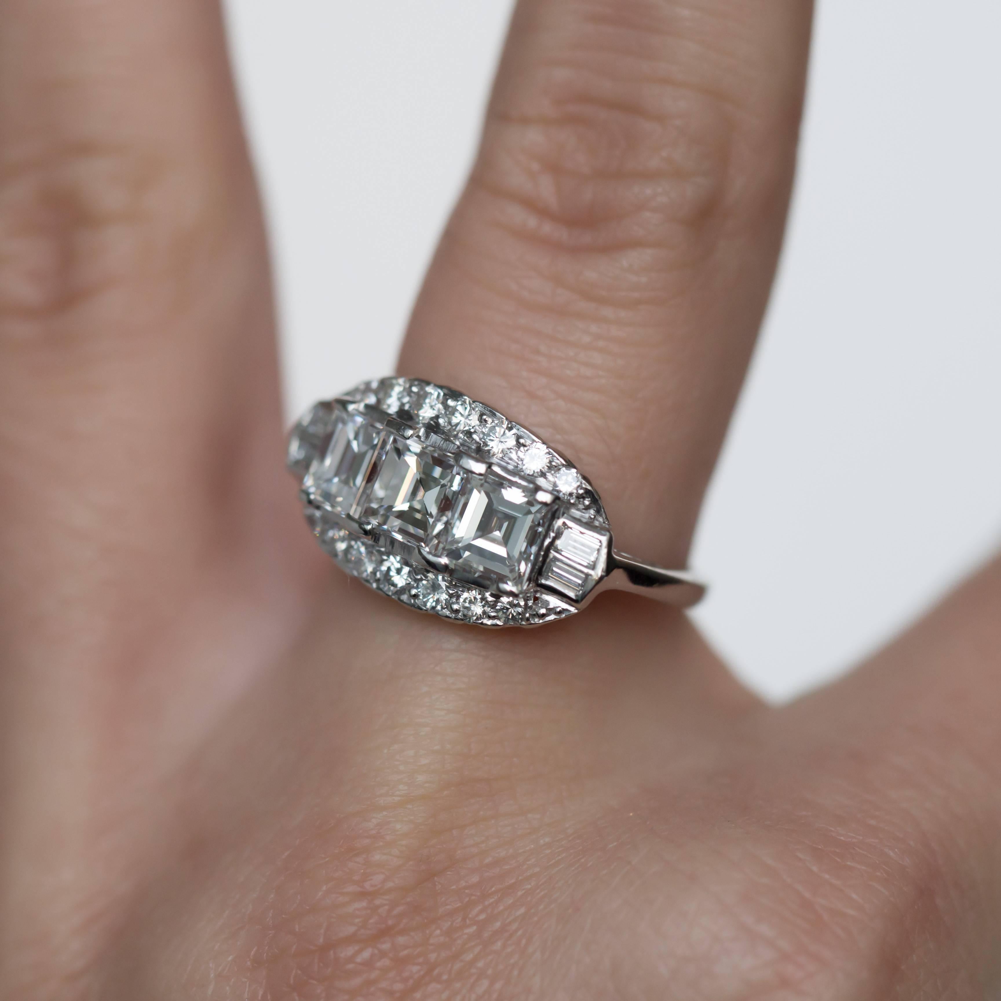 1920s Art Deco 3.0 Carat Diamond Platinum Engagement Ring 2