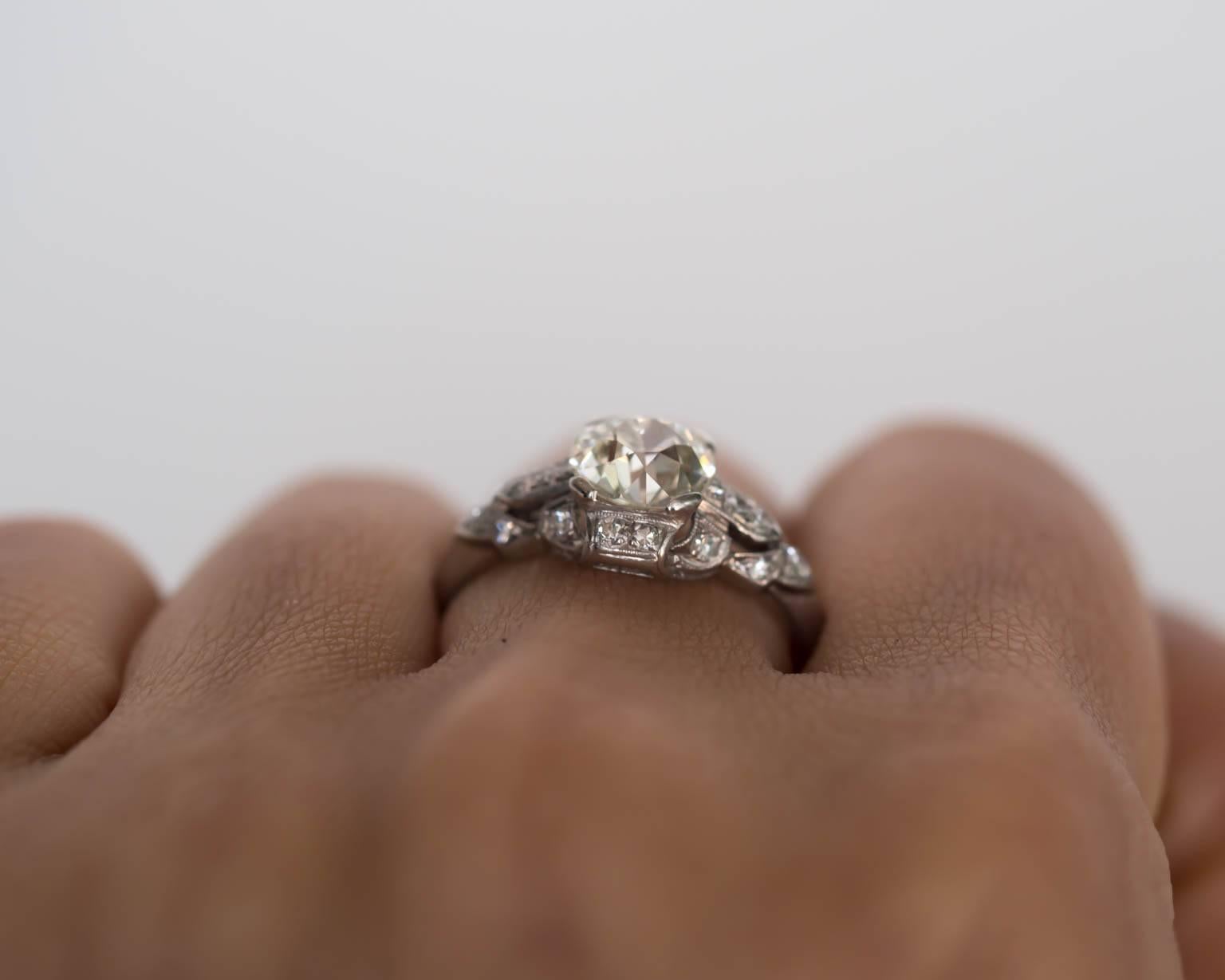 1910s Art Deco Platinum GIA Certified 1.49 Carat Diamond Engagement Ring 4