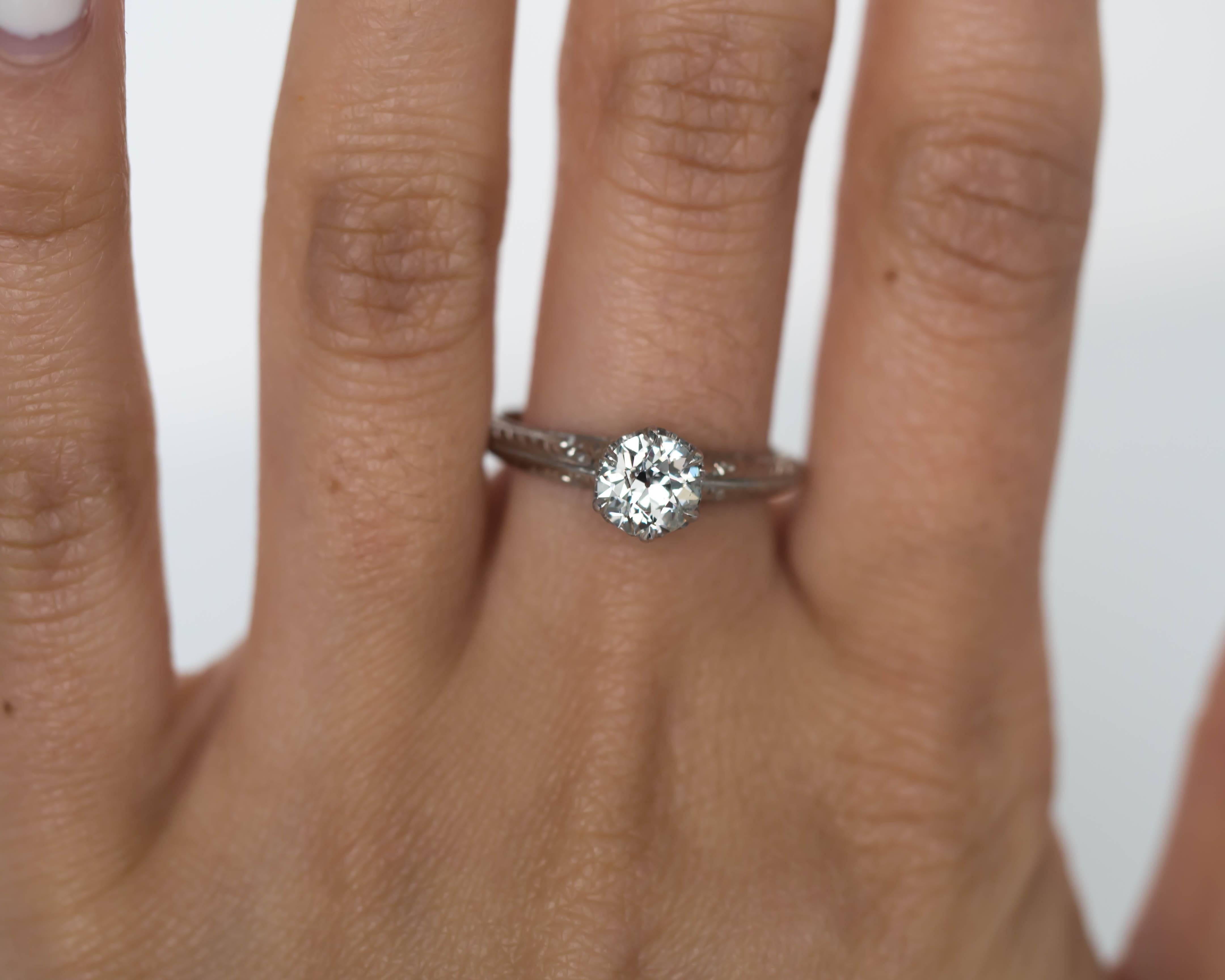 Women's or Men's 1910 Edwardian GIA Certified .74 Carat Diamond White Gold Engagement Ring For Sale