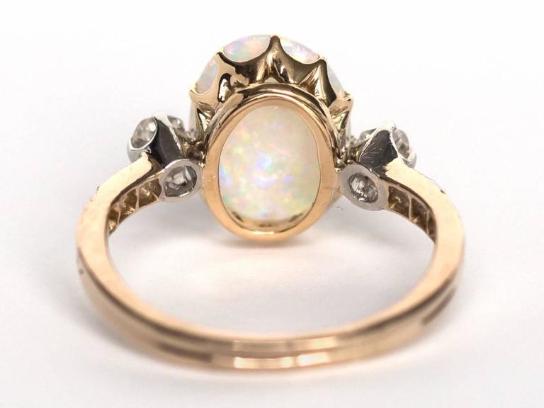 Women's 1880s Victorian 2.50 Carat Opal and .60 Carat Diamond Engagement Ring