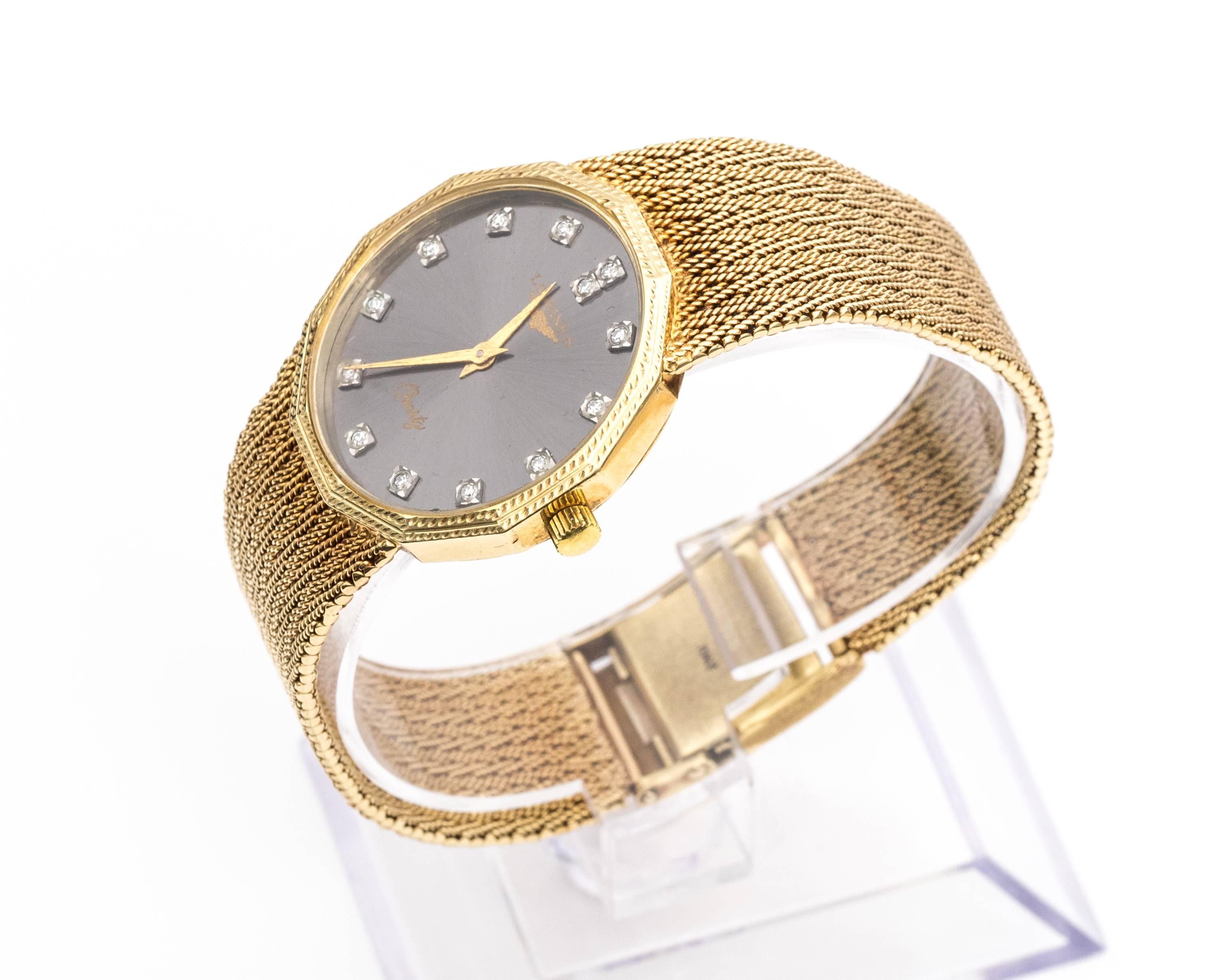 longines gold watch with diamonds