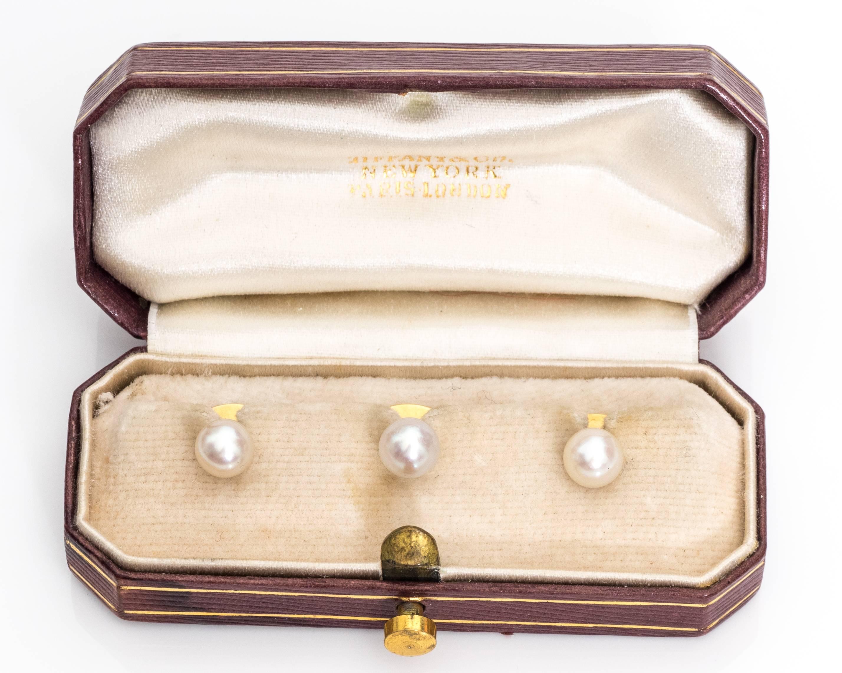 Art Deco 1920s Tiffany & Co. Pearl and Gold Tuxedo Buttons
