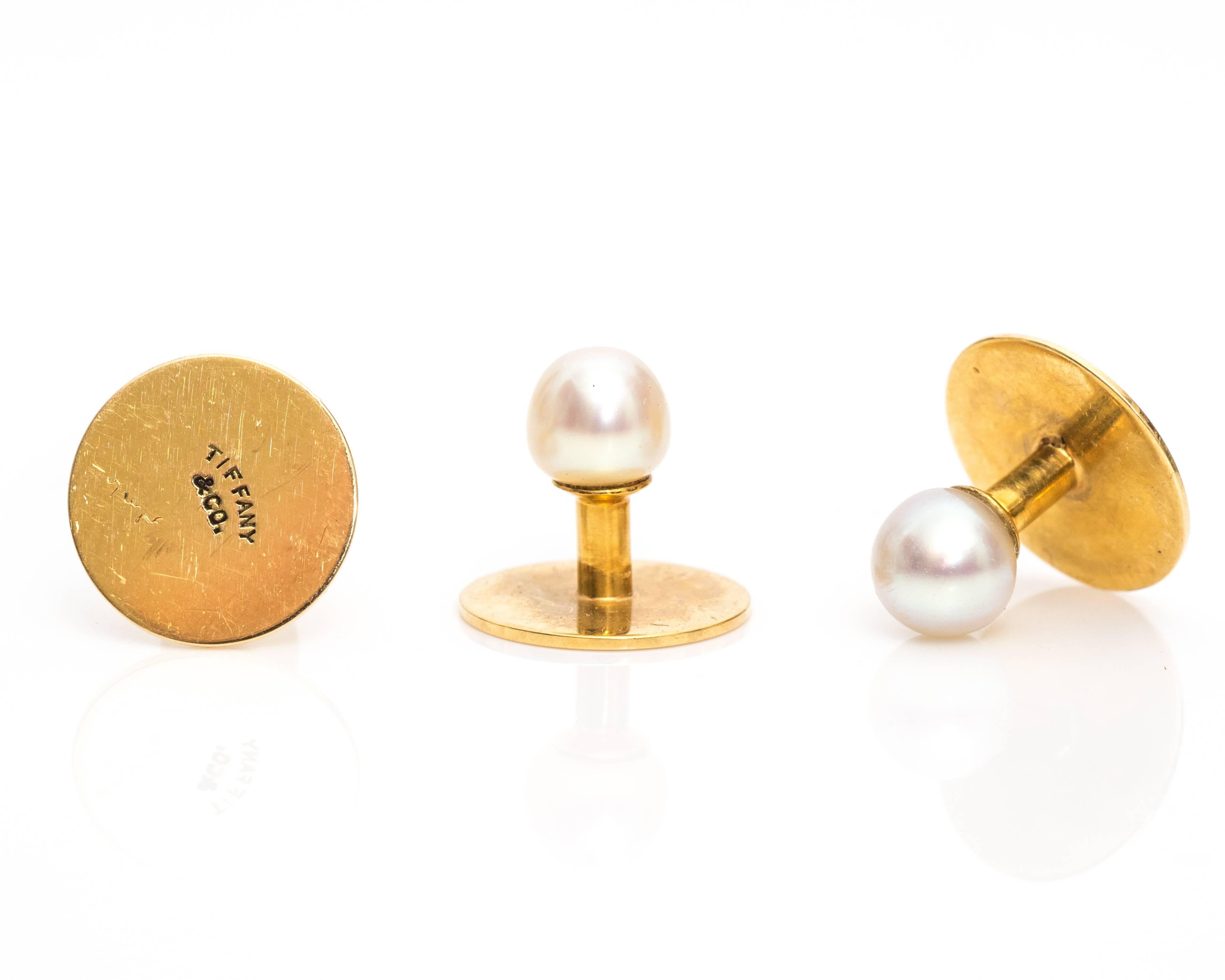 Women's or Men's 1920s Tiffany & Co. Pearl and Gold Tuxedo Buttons