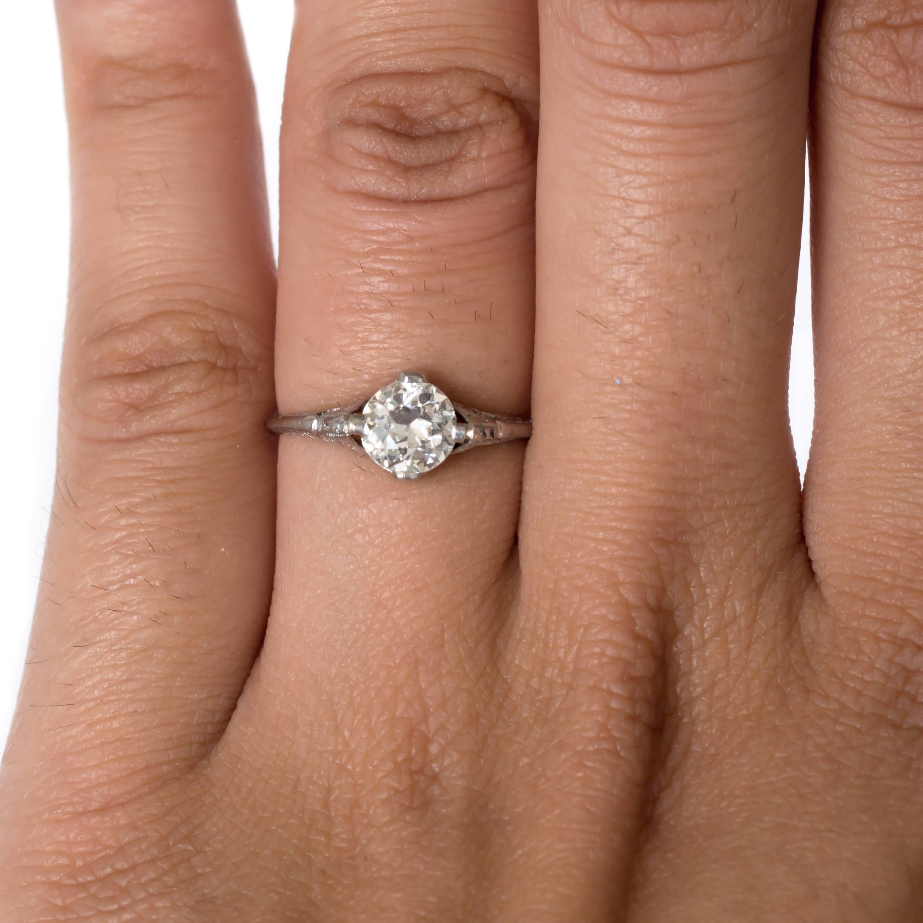 Edwardian 1905 GIA Certified .80 Carat Diamond Platinum Engagement Ring For Sale