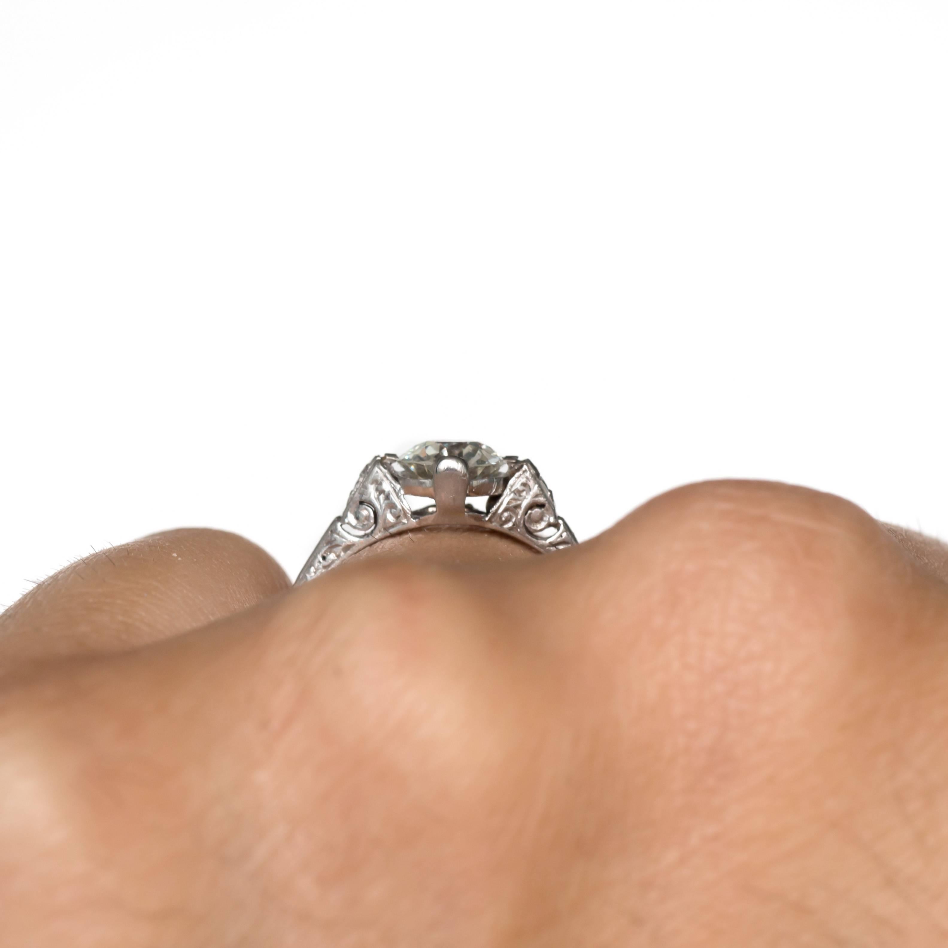 Women's 1905 GIA Certified .80 Carat Diamond Platinum Engagement Ring For Sale