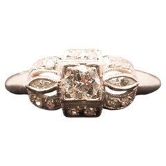 Bague de fiançailles Art déco en platine avec diamant « Old European » - VHK#662A