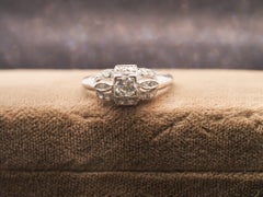 Estate Art Deco Platinum Old European Diamond Engagement Ring - VHK#662A