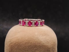 Estate 14K White Gold Ruby and Diamond Band - VHK#805A