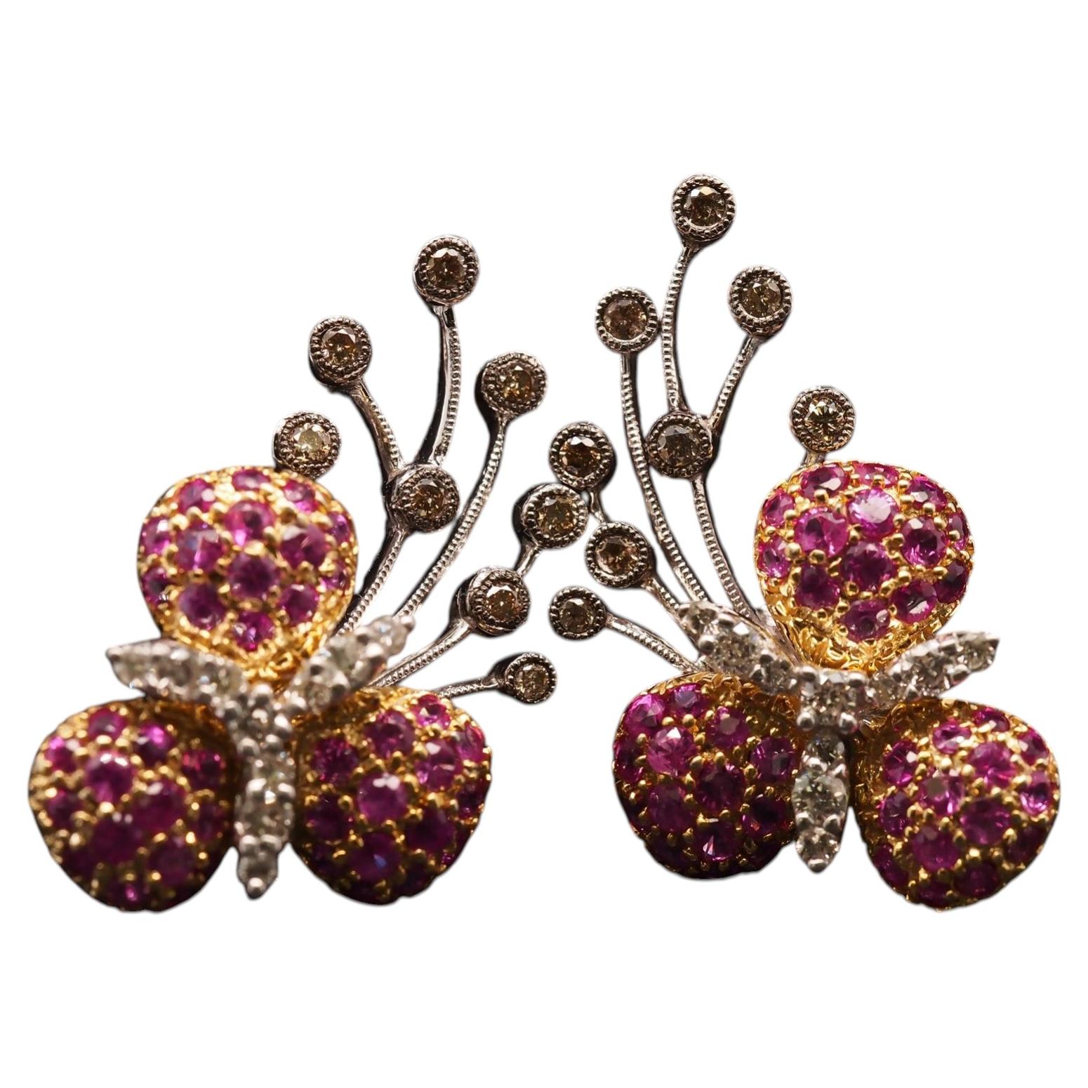 Estate 18K White Gold Sapphire and Diamond Earrings - VHK#404B For Sale