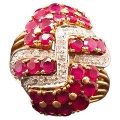 Estate Vintage 18K Yellow Gold Ruby and Diamond Ring - VHK#1017