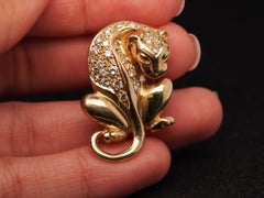 Estate 14K Yellow Gold Diamond Leopard Pendant - VHK#869A
